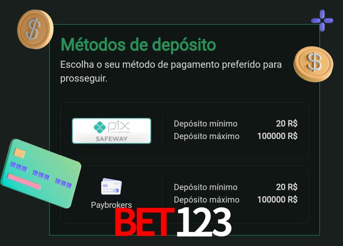 O cassino bet123 oferece uma grande variedade de métodos de pagamento